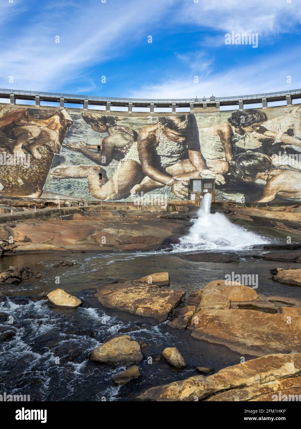 Wellington Dam world's largest dam wall mural painted by Guido Van