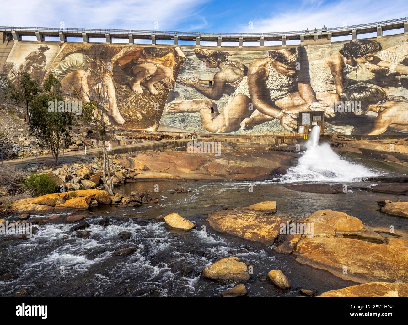 Wellington Dam world's largest dam wall mural painted by Guido Van