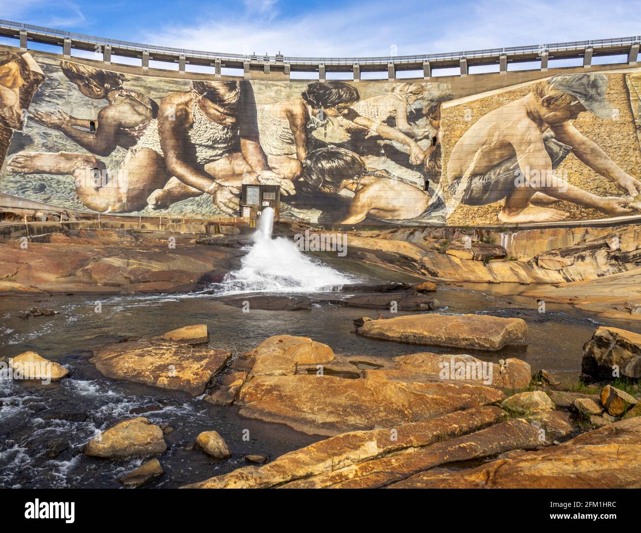 Wellington Dam world's largest dam wall mural painted by Guido Van