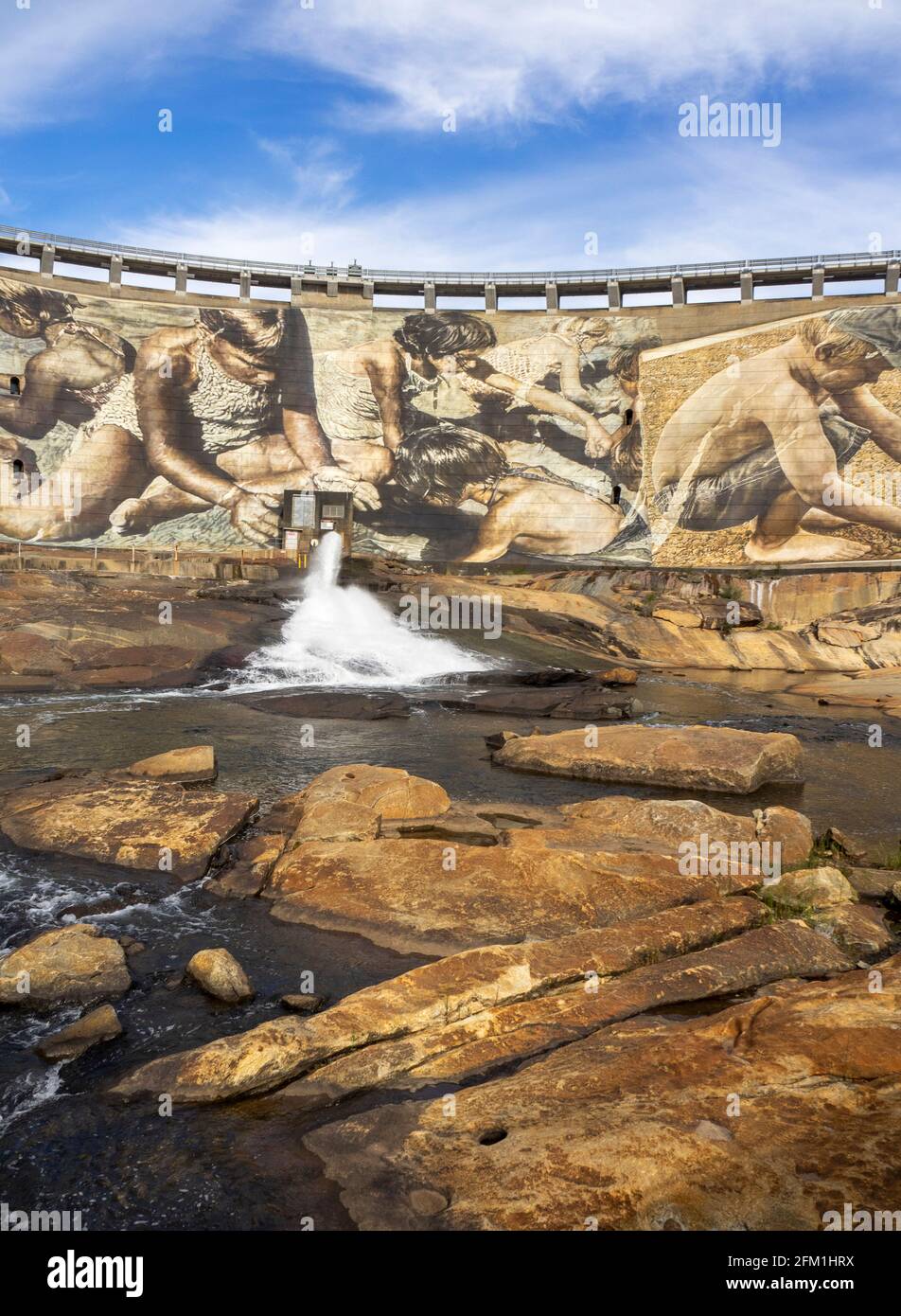 Wellington Dam world's largest dam wall mural painted by Guido Van