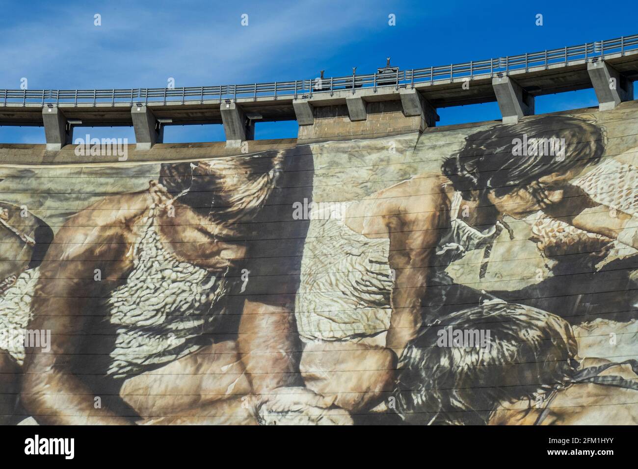 Wellington Dam world's largest dam wall mural painted by Guido Van