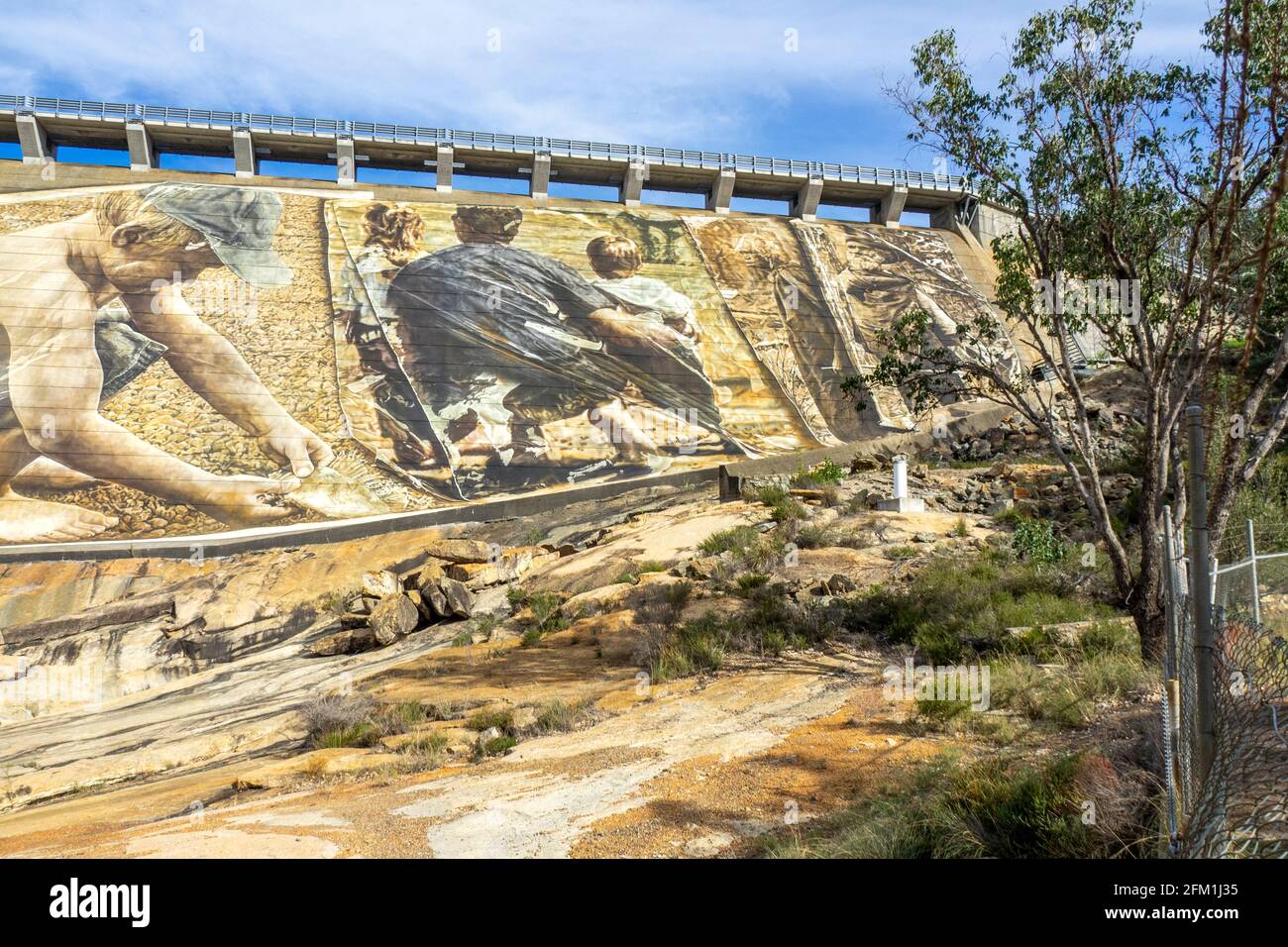 Wellington Dam world's largest dam wall mural painted by Guido Van