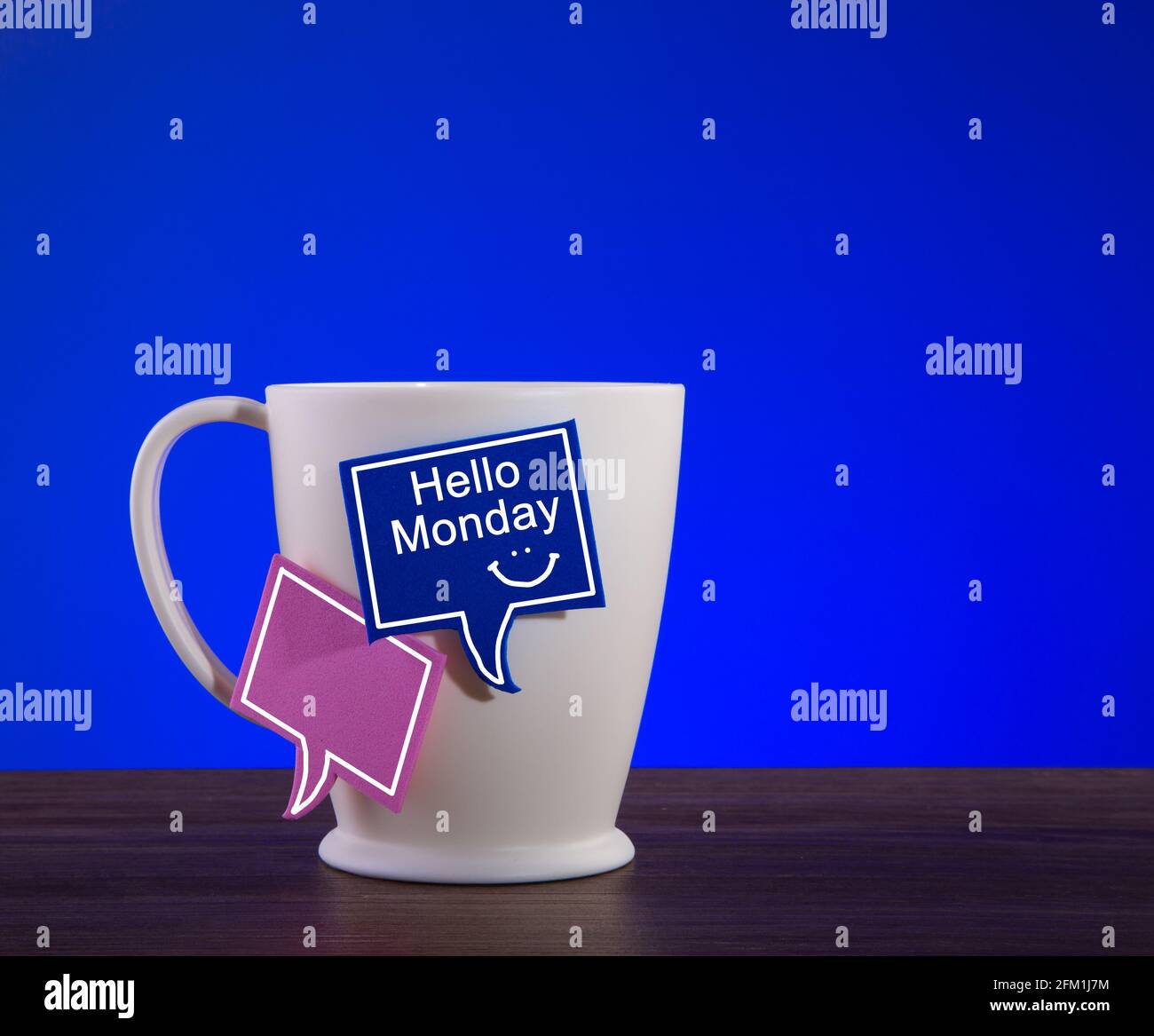 Morning Coffee. Hello Monday greetings concept with cute smiling face