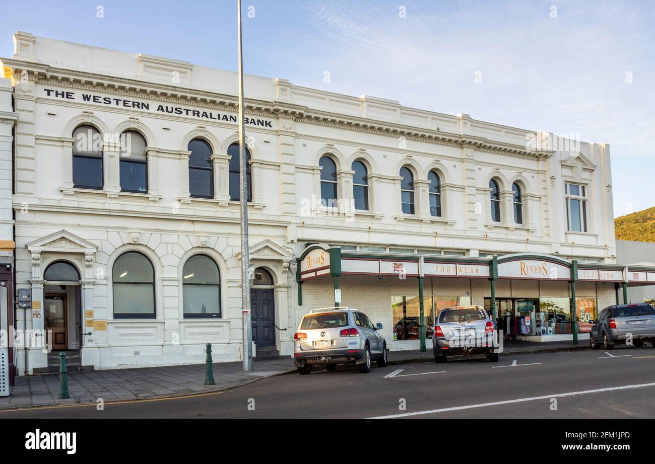 Cars paked in front of commercial building Stirling Tce Albany Western Australia. Stock Photo