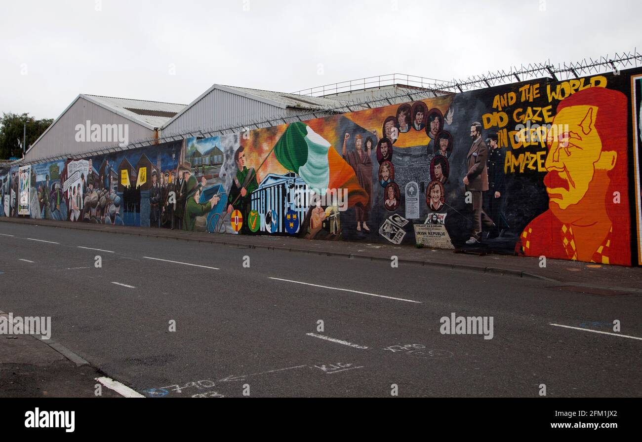 Wall art on the Divis Road in Belfast. Stock Photo