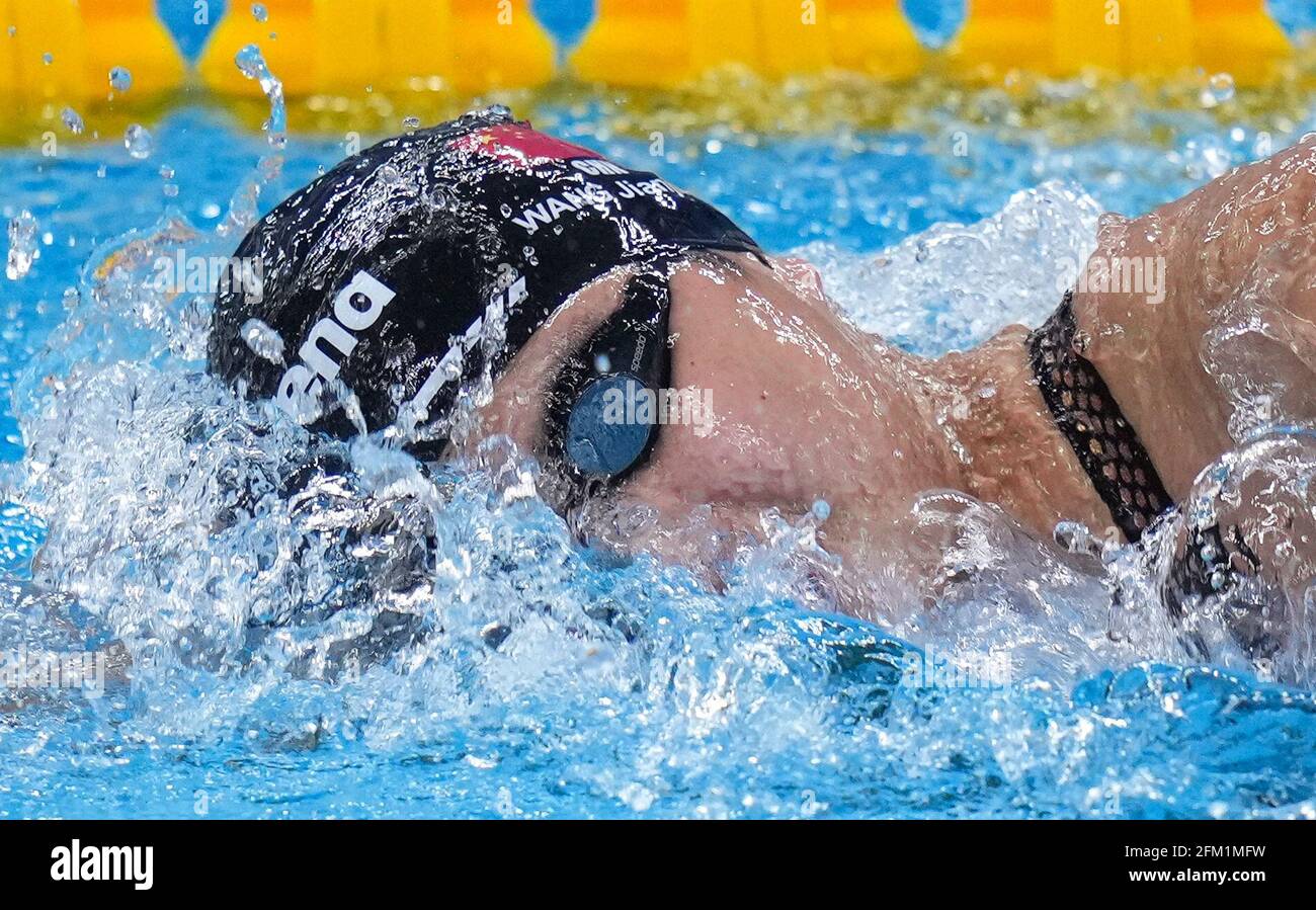 Qingdao, China's Shandong Province. 5th May, 2021. Wang Jianjiahe of Liaoning competes during the women's 800m freestyle heat at the 2021 Chinese National Swimming Championships in Qingdao, east China's Shandong Province, May 5, 2021. Credit: Xu Chang/Xinhua/Alamy Live News Stock Photo