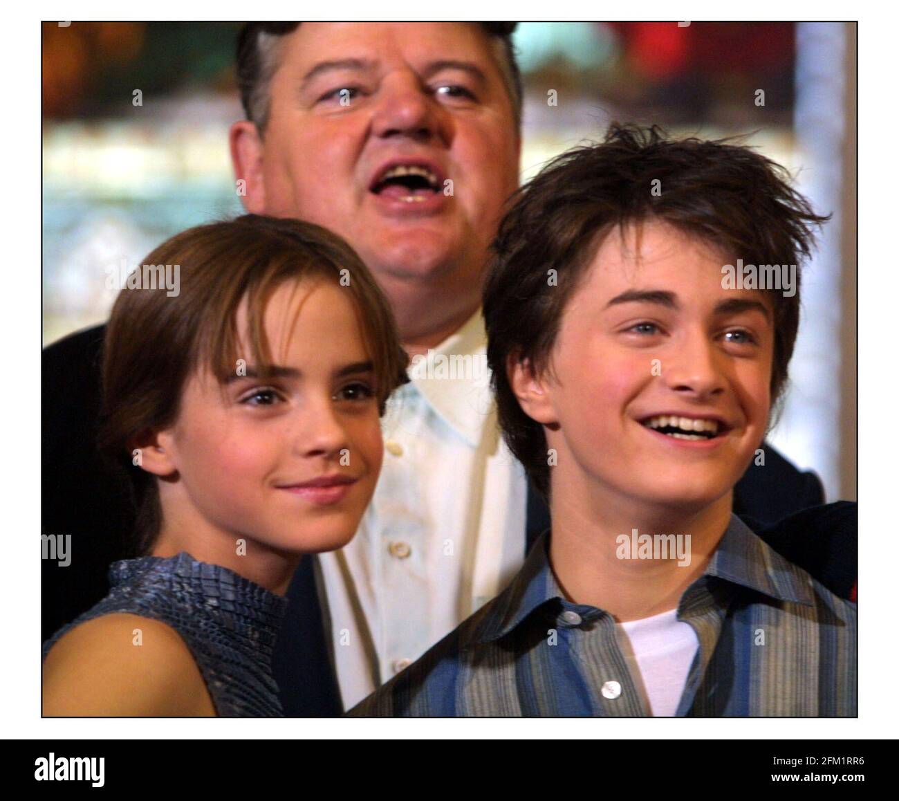 HARRY POTTER AND THE CHAMBER OF SECRETS.....photocall at the Guildhall,LondonRobbie Coltrane,Emma Watson,Daniel Radcliffe,Rupert Grint and Jason Isaacs,  cast of .... pic David Sandison 25/10/2002 Stock Photo