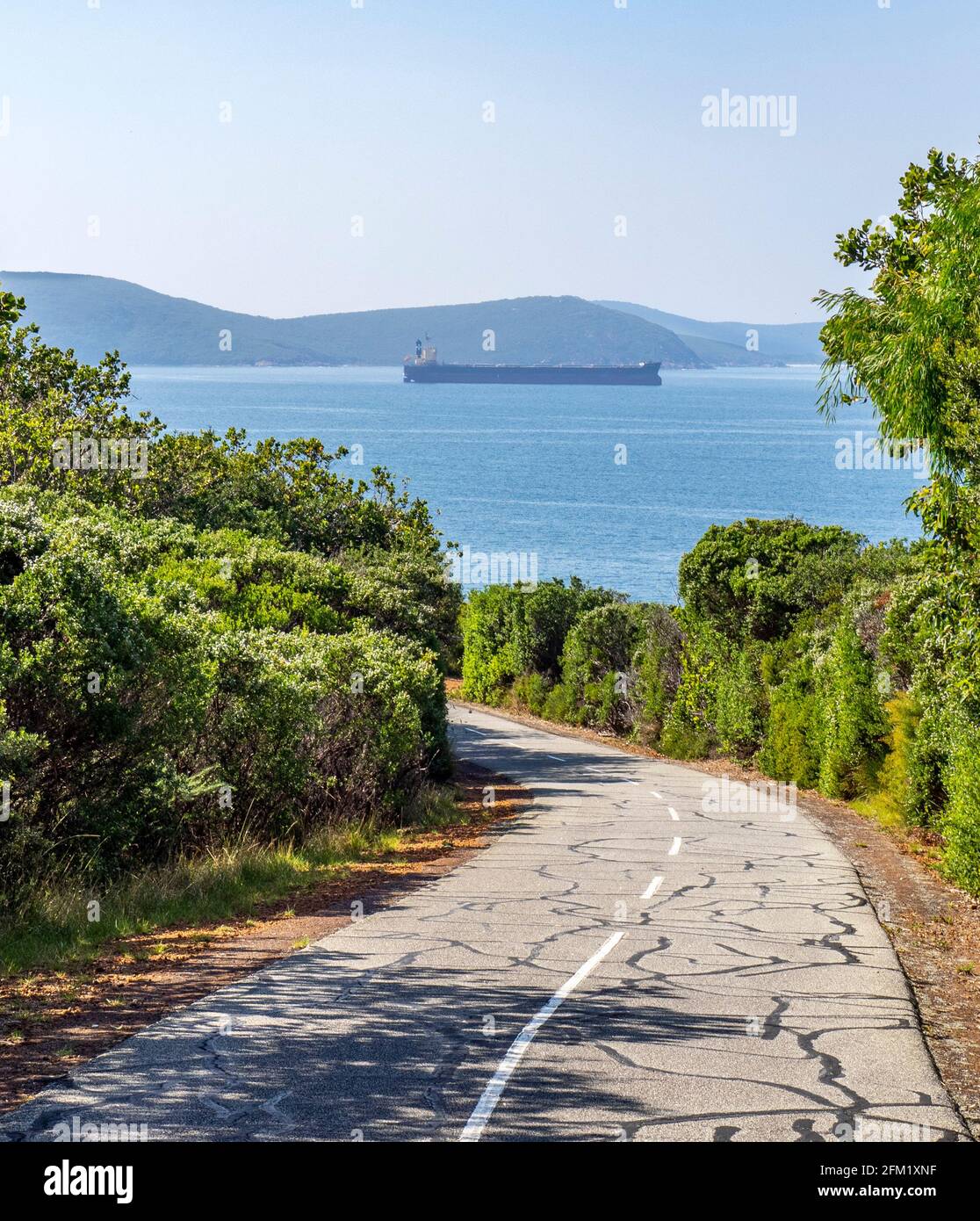 Bitumen hiking trail path on Mount Clarence leading down to Frenchman
