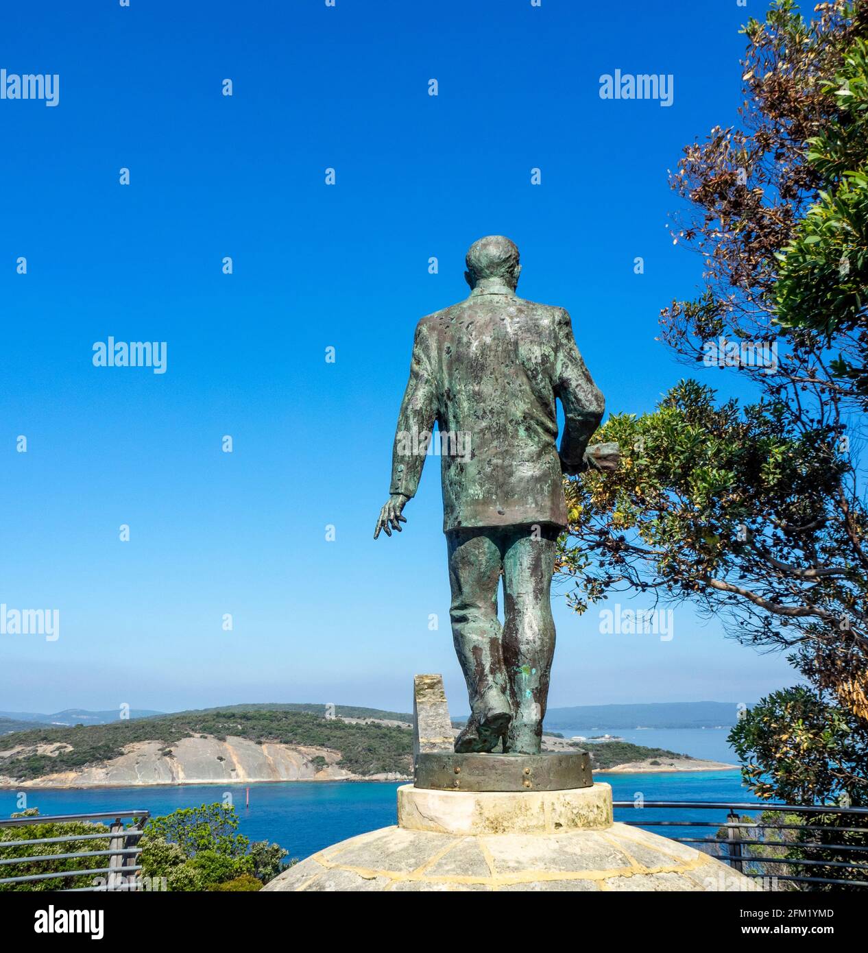 WW1 Anzac monument bronze statue of Mustafa Kemal Ataturk by Burhan Alkar sculptor artist overlooking King George Sound Albany Western Australia. Stock Photo