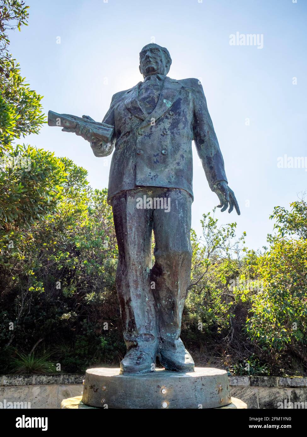 WW1 Anzac monument bronze statue of Mustafa Kemal Ataturk by Burhan Alkar sculptor artist overlooking King George Sound Albany Western Australia. Stock Photo