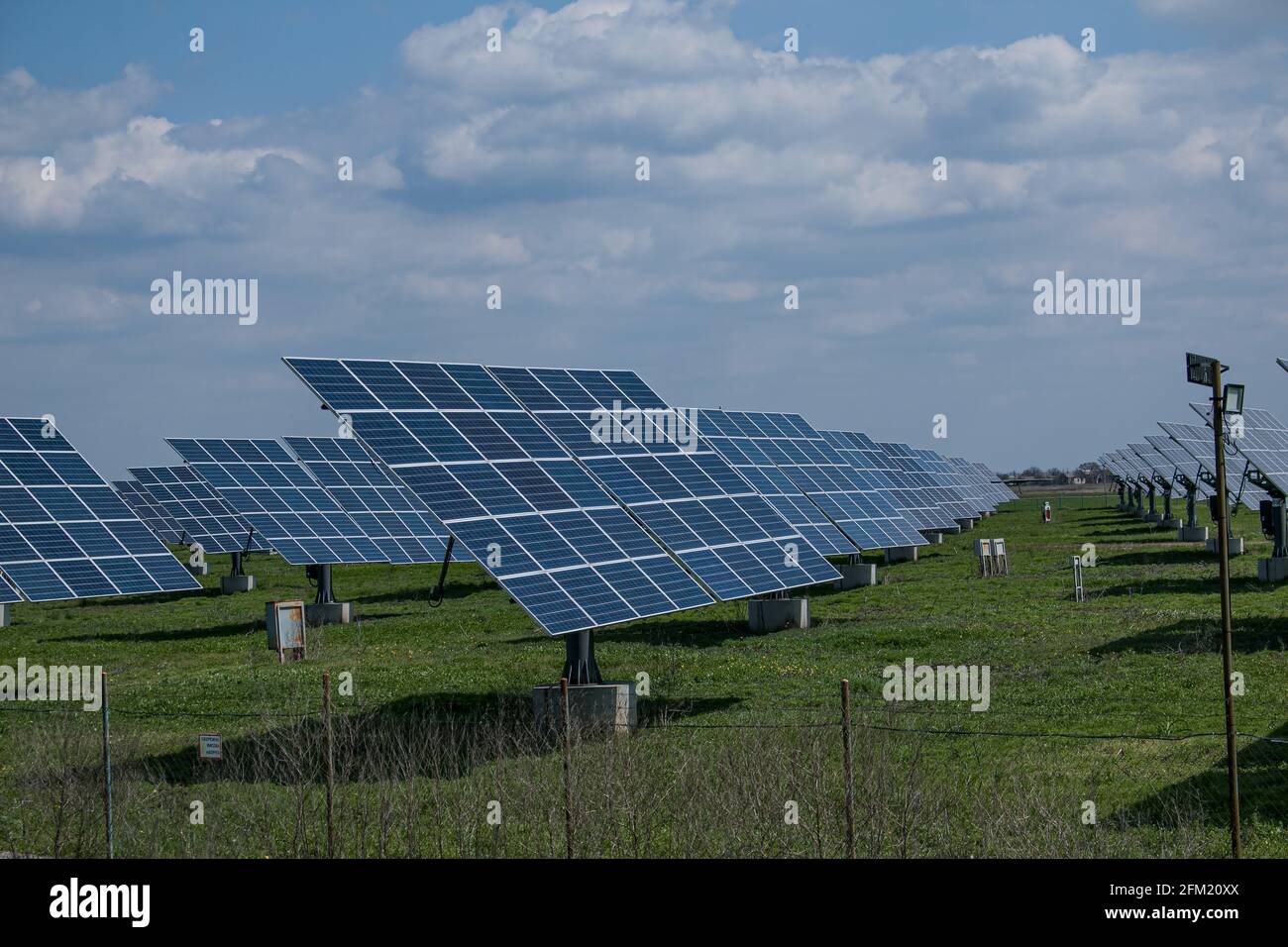 Solar cells, or solar module, or solar panels in a solar power plant