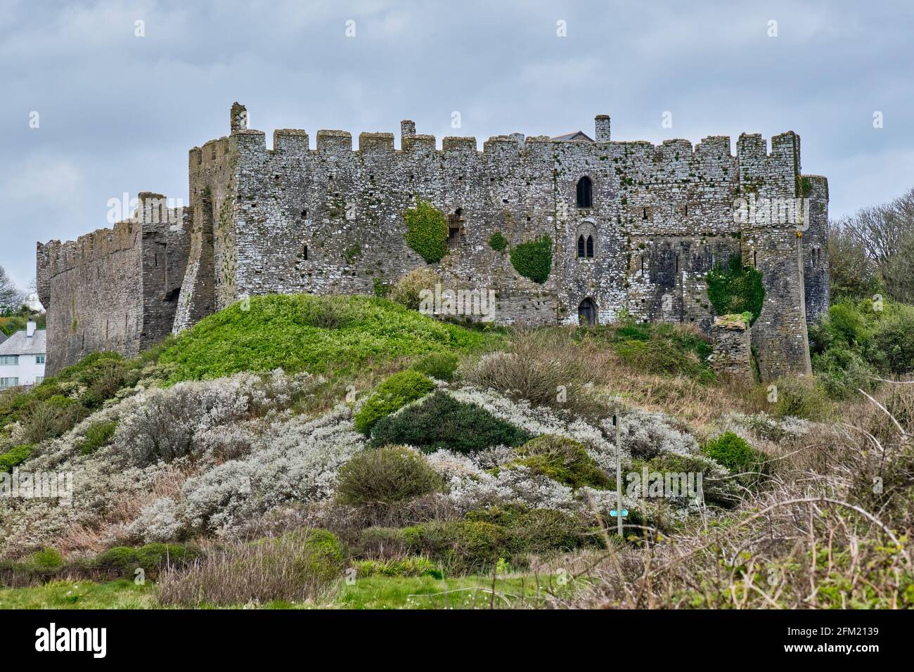 Manorbier Castle, Manorbier, Pembrokeshire, Wales Stock Photo
