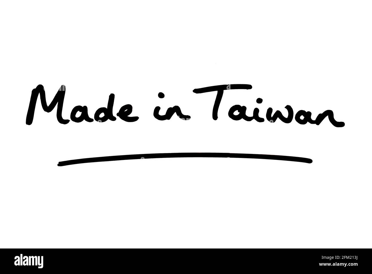 Made in Taiwan, handwritten on a white background Stock Photo Alamy