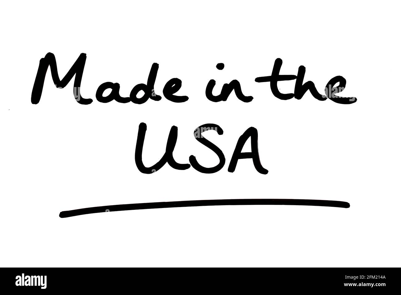 Made in the USA, handwritten on a white background Stock Photo Alamy