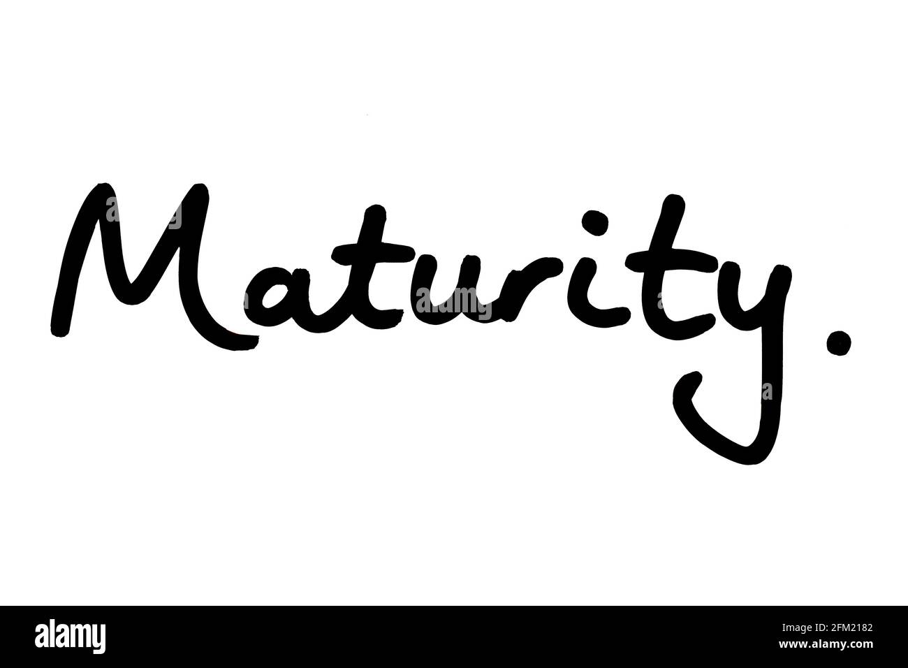Maturity, hndwritten on a white background. Stock Photo