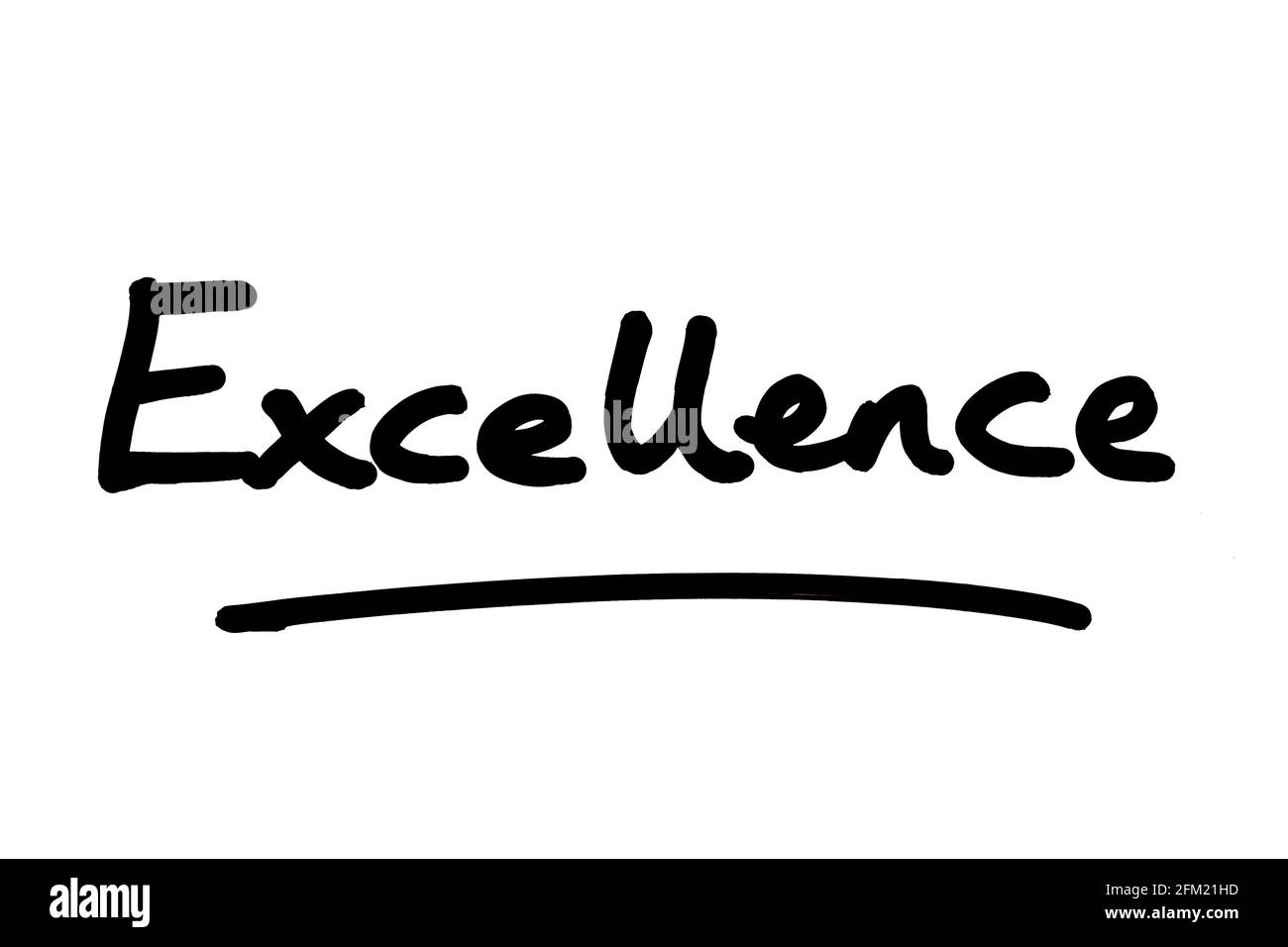 Excellence, handwritten on a white background. Stock Photo