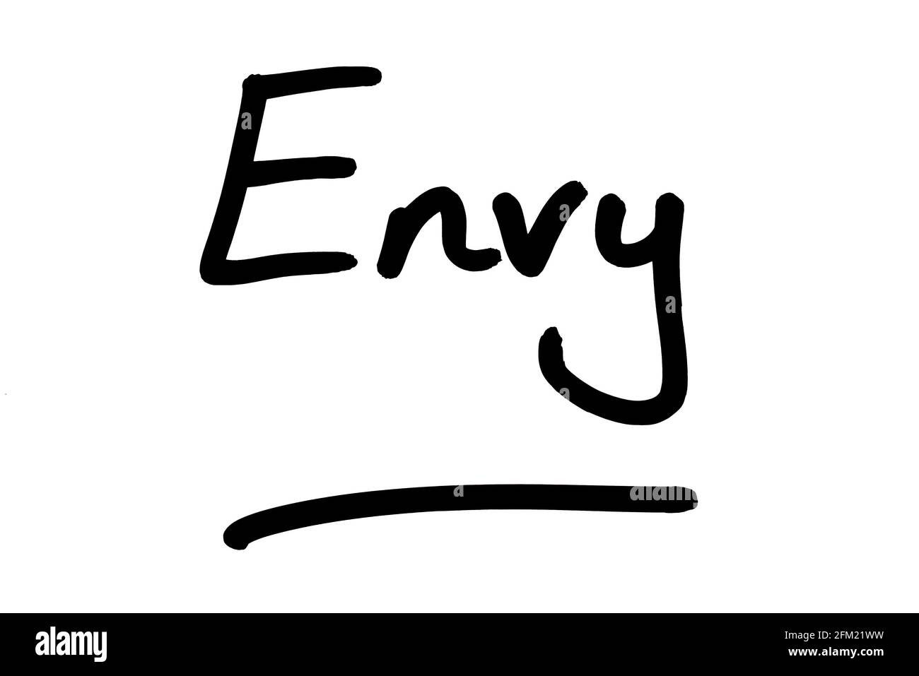 Envy, handwritten on a white background Stock Photo - Alamy