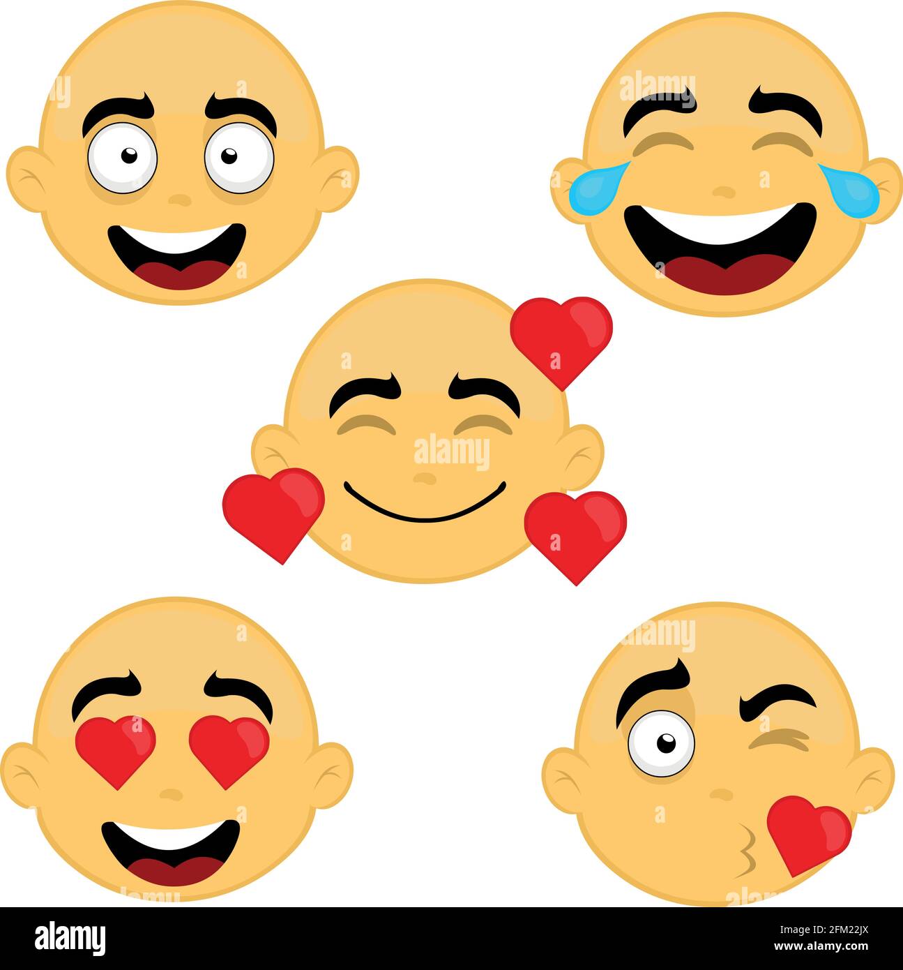 Vector illustration of emoticons with happy, in love and festive expressions Stock Vector