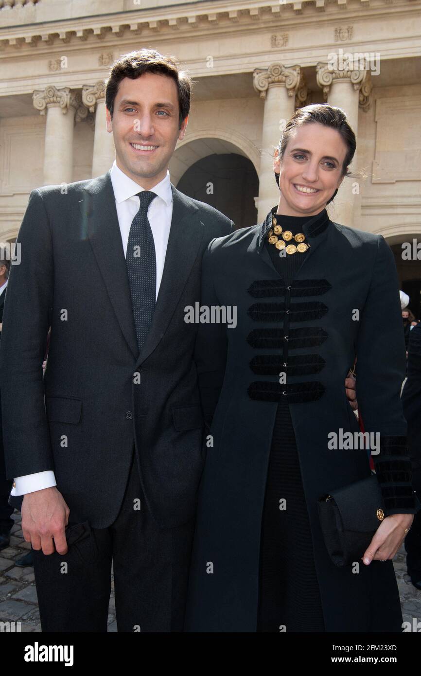 Prince Jean-Christophe Napoleon and his wife Princess Olympia Napoleon  (Olympia Von Arco-Zinneberg) attend the celebrations for the bicentenary of  the anniversary of the death of Emperor Napoleon 1st at the Invalides  cathedral,