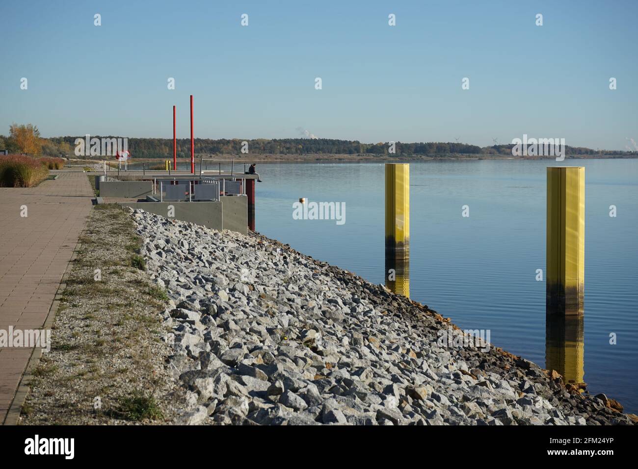 Port facility in Brandenburg at the artificial, new lake Stock Photo