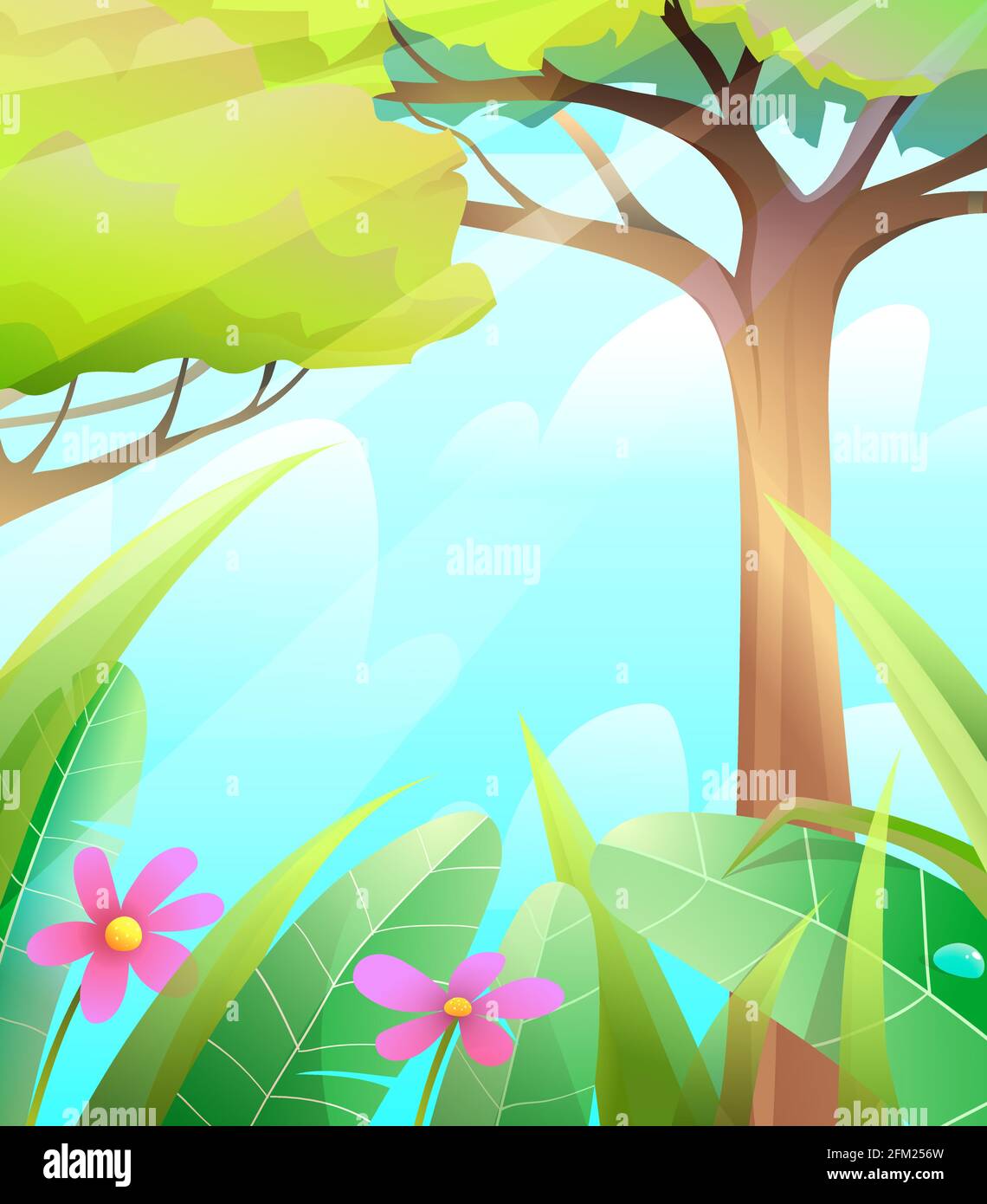 Wild Forest Nature Summer Scenery Background Stock Vector