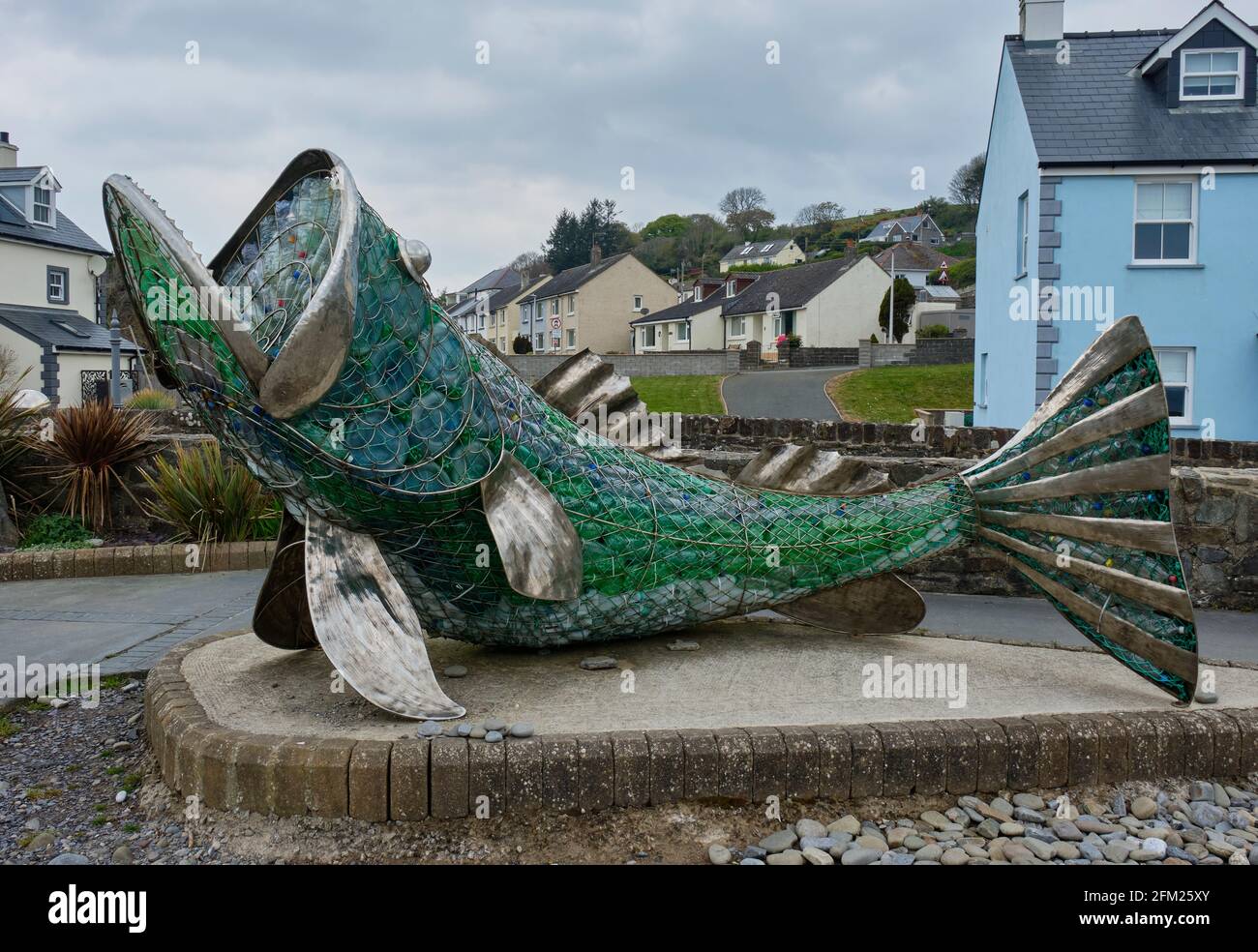 Plastic fish sculpture at Amroth, Pembrokeshire, Wales Stock Photo Alamy