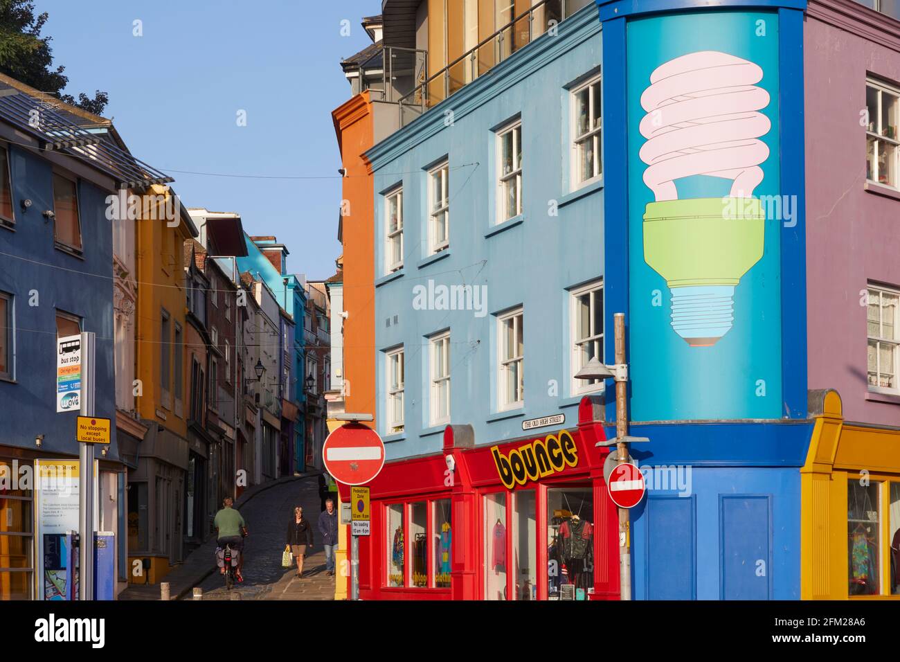 Colourful shops on The Old High Street, Folkestone, Kent, England Stock Photo Alamy