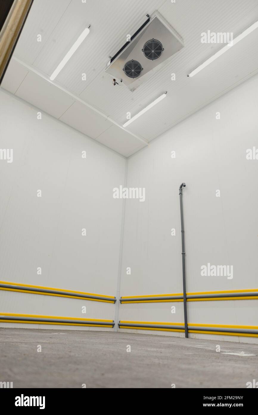 New refrigeration room being arranged and equipped for the meat