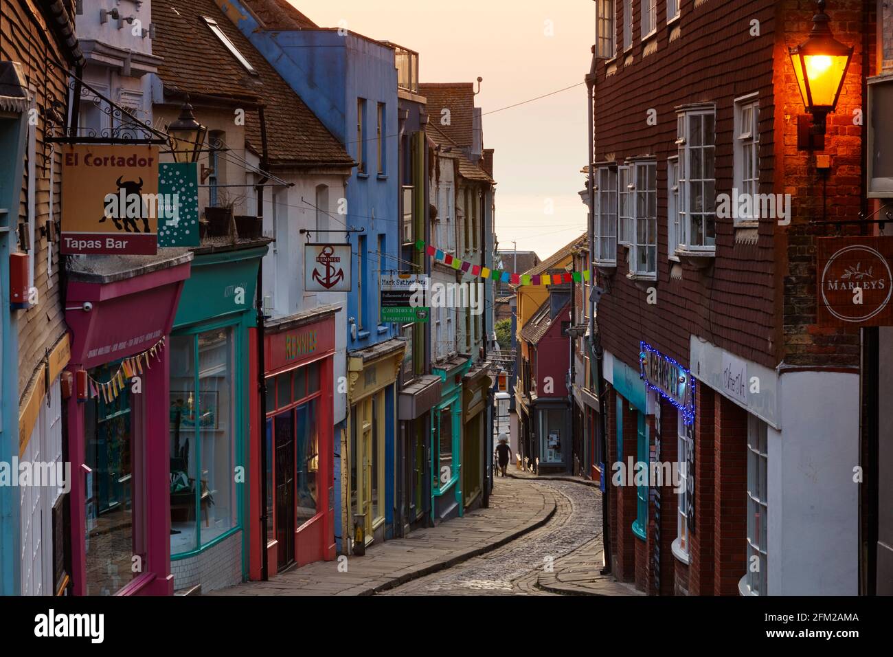 The Old High Street at sunrise, Folkestone, Kent, England Stock Photo Alamy
