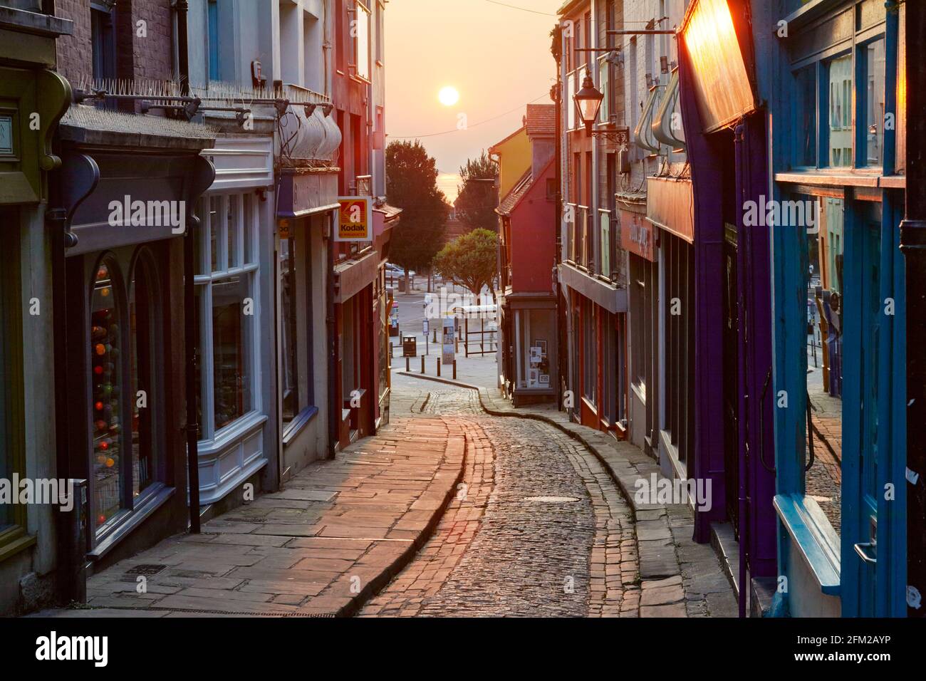 The Old High Street at sunrise, Folkestone, Kent, England Stock Photo Alamy