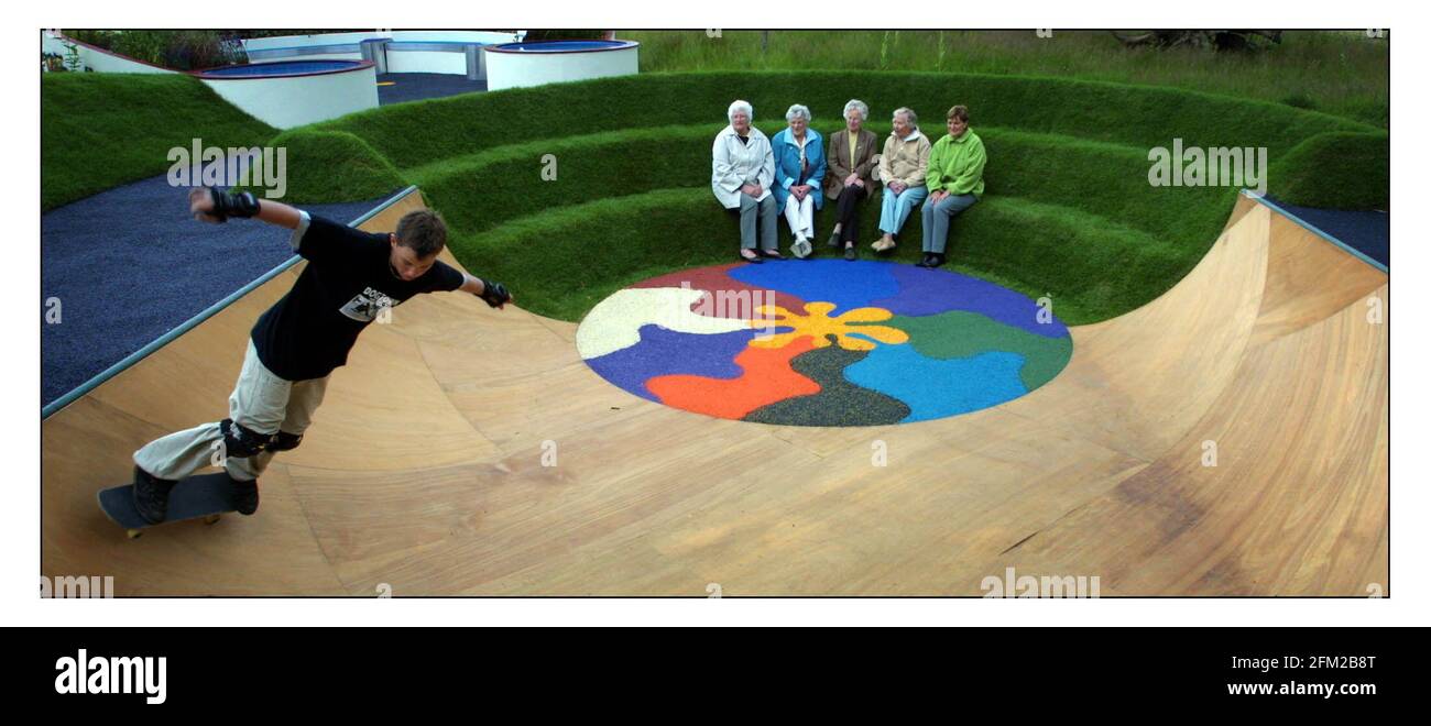 First Day Of The Hampton Court Flower Show The Teenage Garden Designed By Teenagers For Teenagers Henley Salt Landscapes Pic David Sandison 2 7 02 Stock Photo Alamy First Day Of The Hampton Court Flower Show The Teenage Garden Designed By Teenagers For Teenagers Henley Salt Landscapes Pic David Sandison 2 7 02 Stock Photo Alamy