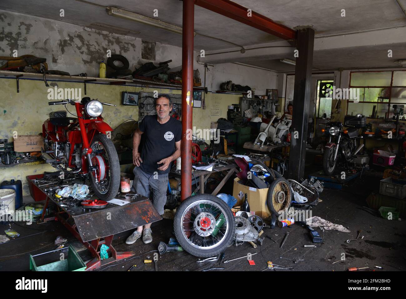 Menny,mechanic,Raduno Moto Guzzi, Mandello del Lario, Lake Como, Italy Stock Photo