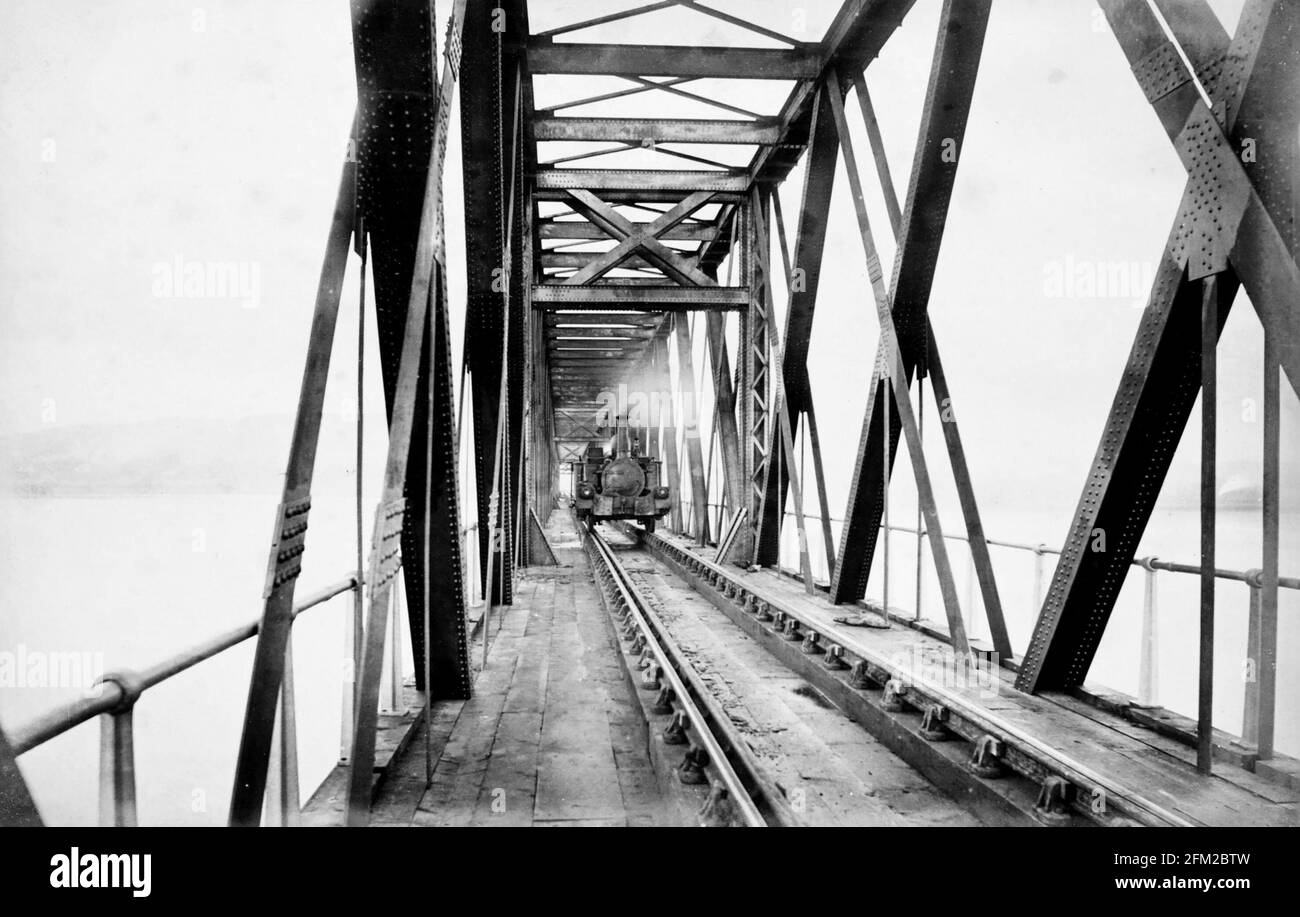 Tay Bridge Disaster. Photograph of the bridge before the disaster. Stock Photo