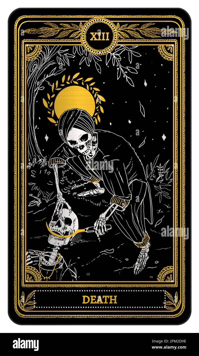 tarot death black metallic golden card illustration Stock Photo