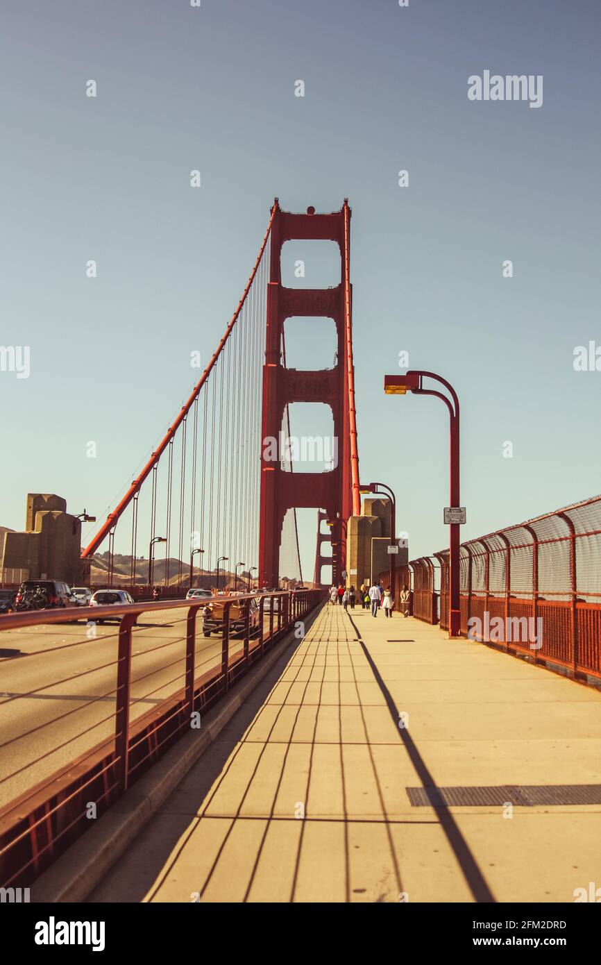 A vertical shot of Golden Gate Bridge in San Francisco, United States of America aka USA Stock Photo
