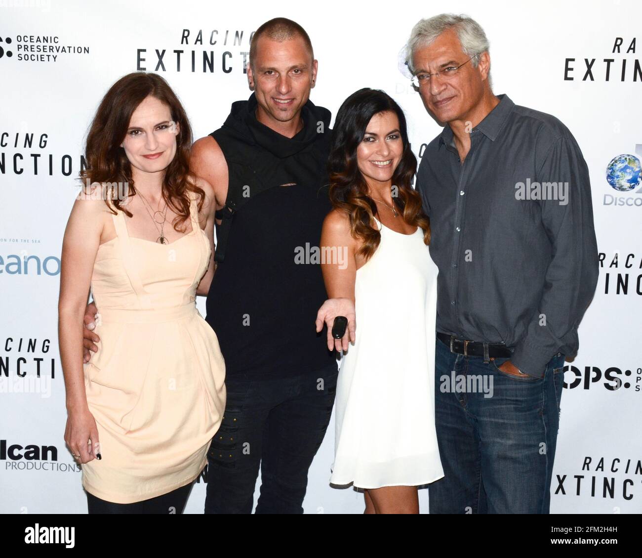 September 17, 2015, West Hollywood, California, USA: Gina Papabeis, Tom Sepe, Leilani Munter, and Louis Psihoyos attend the Los Angeles premiere of the Discovery Channel's ''Racing Extinction. (Credit Image: © Billy Bennight/ZUMA Wire) Stock Photo