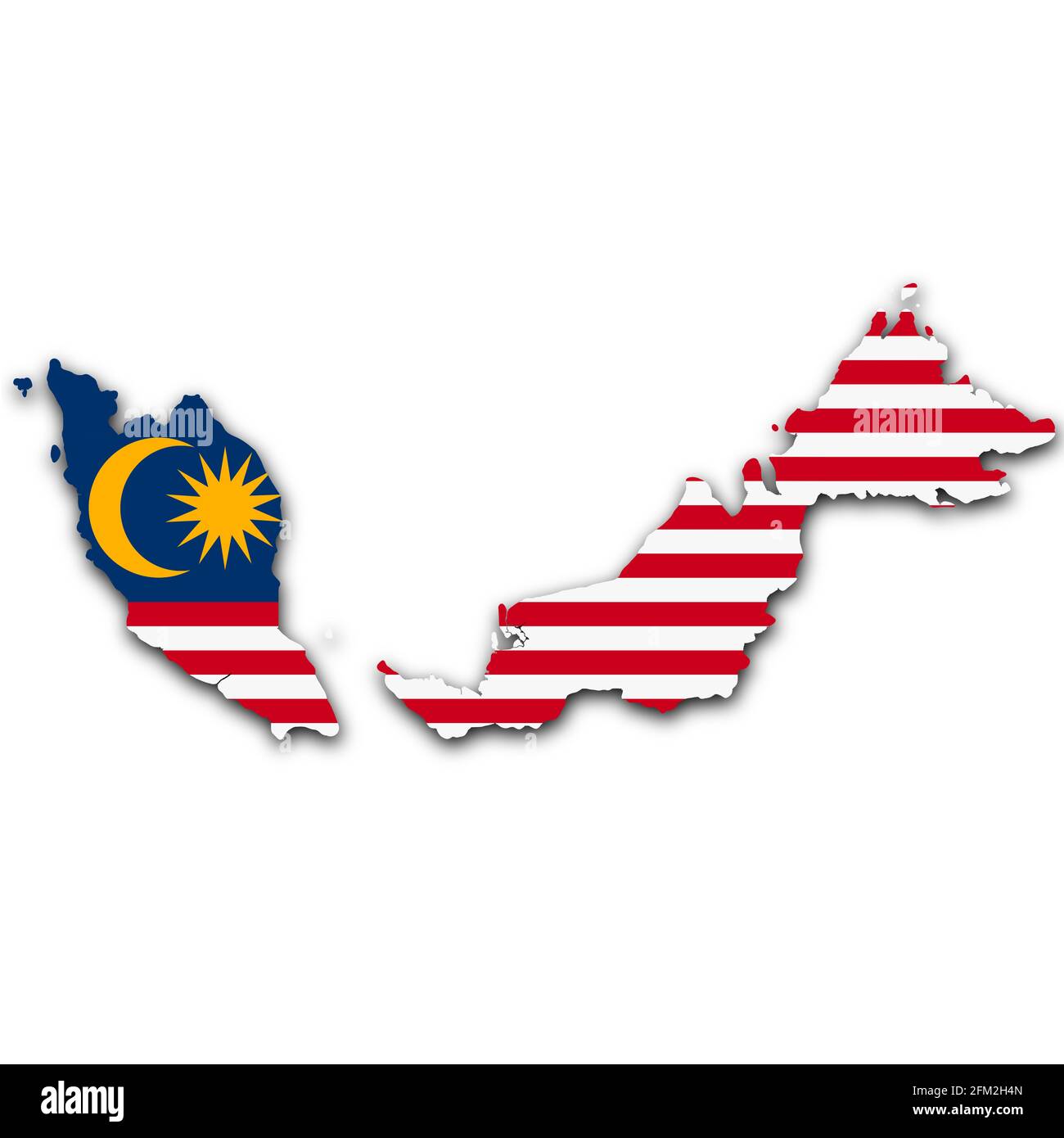 Malaysia map on white background with clipping path 3d illustration Stock Photo
