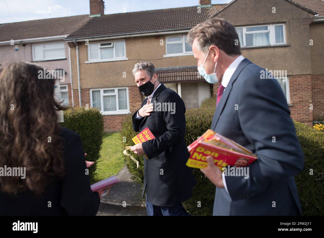 Leader of the Labour Party Sir Keir Starmer canvasses voters in Keynsham, Somerset, whilst on the election campaign trail for West of England Mayor Dan Norris. Picture date: Wednesday May 5, 2021. Stock Photo