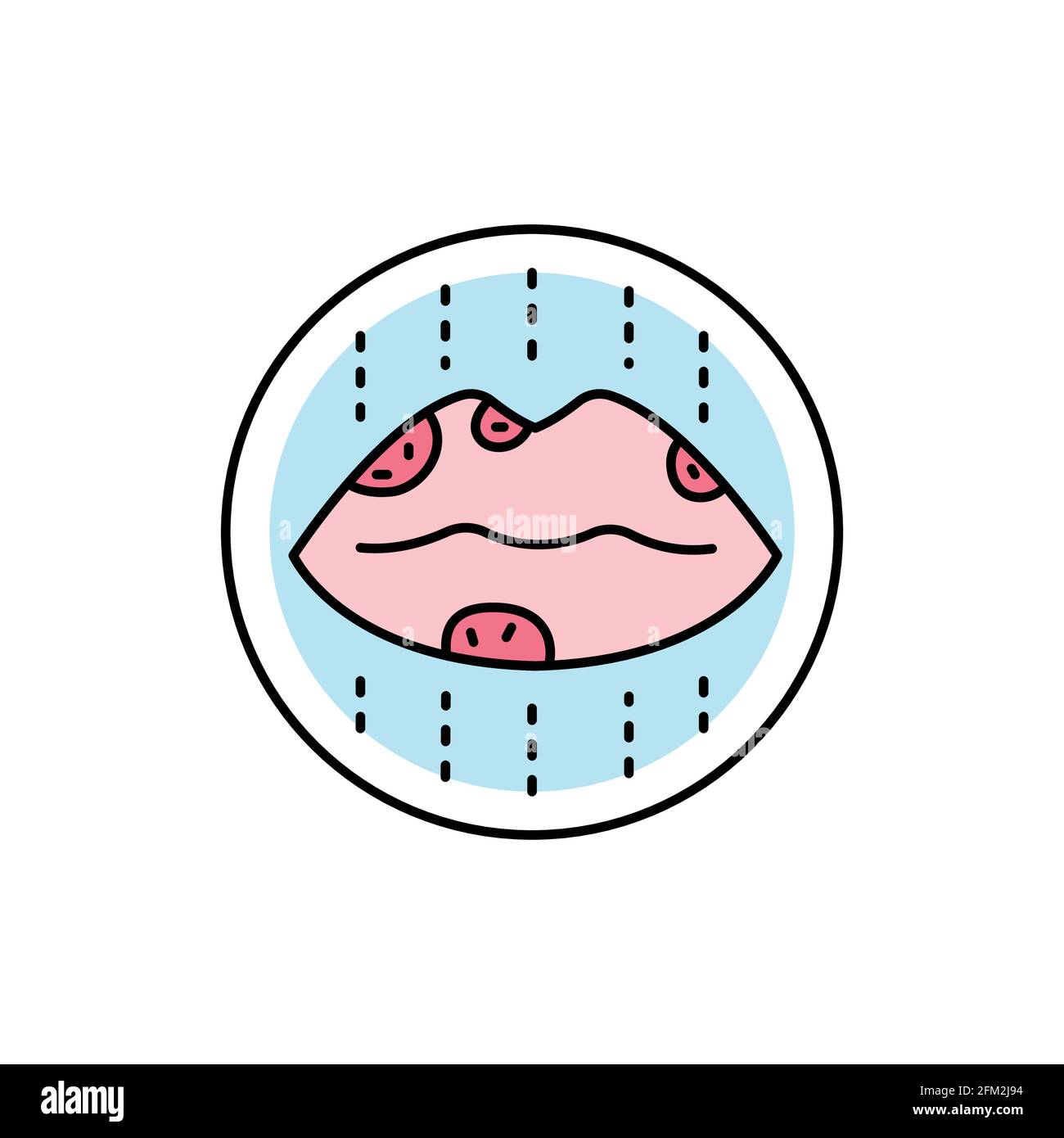 Herpes Color Line Icon Dermatology Disease Isolated Vector Element