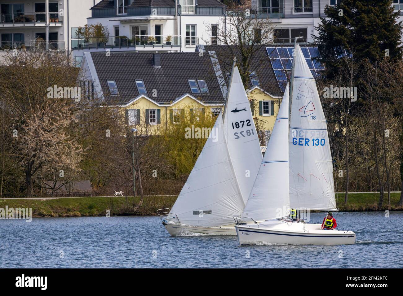 Sailing boats on Baldeneysee lake in Essen, Ruhr Area, North Rhine-Westphalia, Germany, Europe Stock Photo