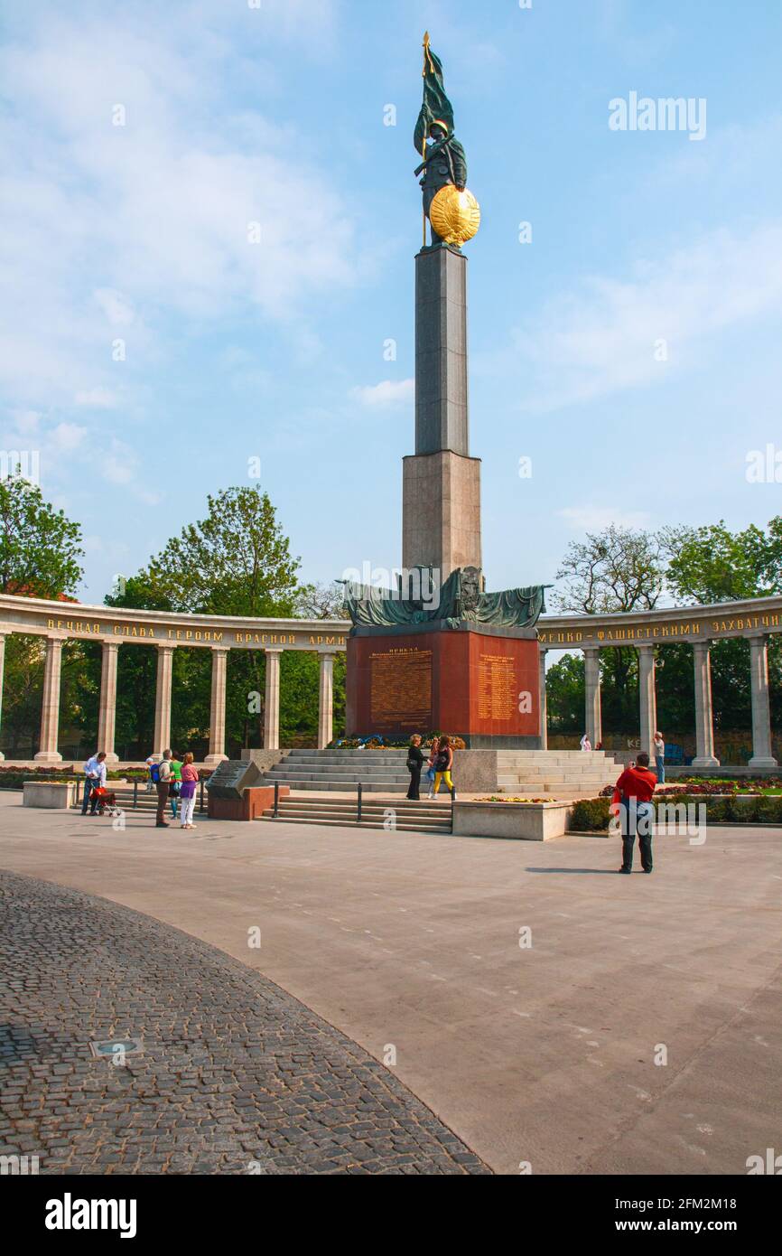 VIENNA, AUSTRIA - Apr 24, 2011: The Heroes Monument of the Red Army in Schwarzenbergplatz in Vienna, Austria Stock Photo