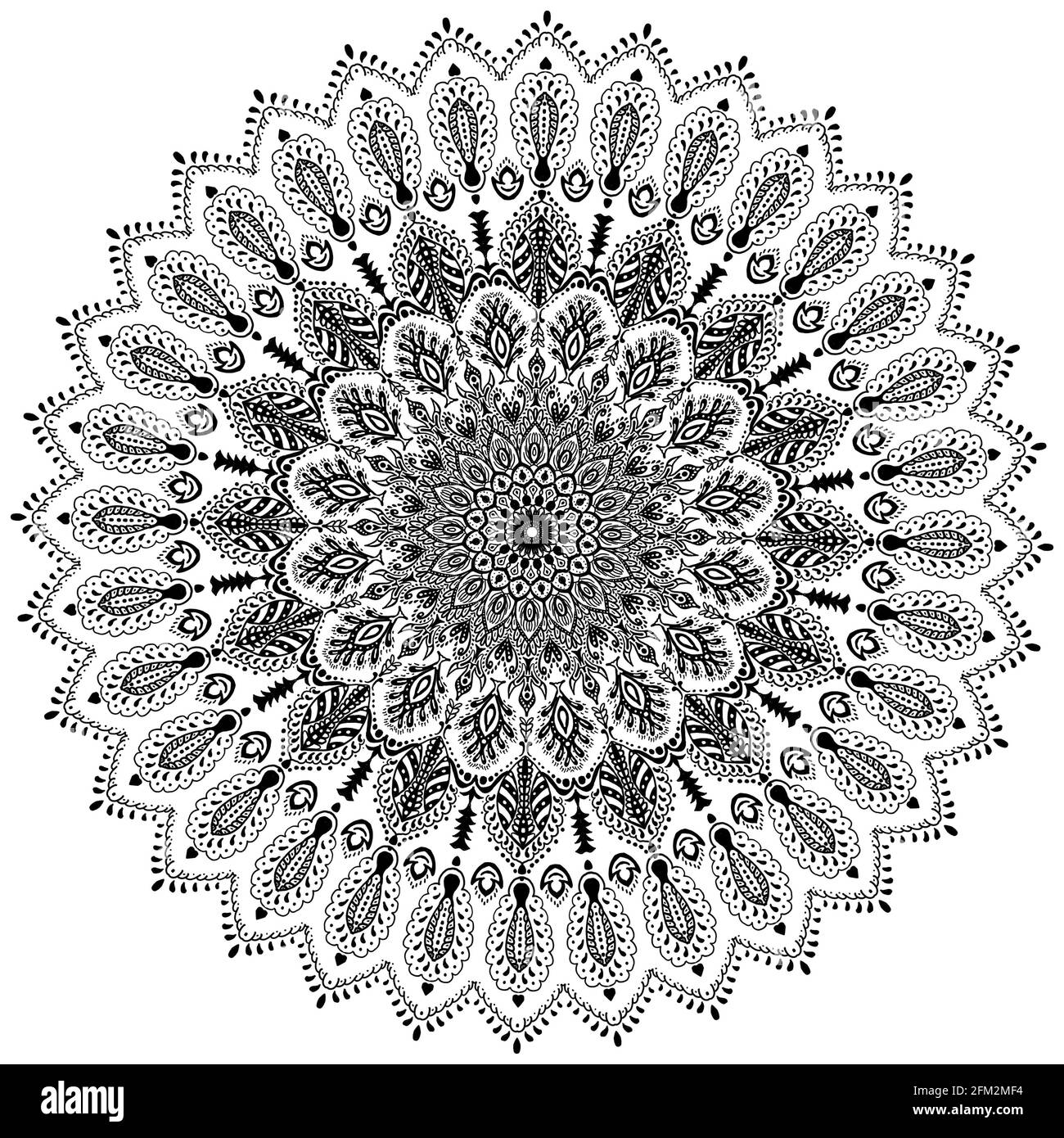 Flower Mandala. Alpona. Vintage decorative elements. Oriental pattern. Islam, Arabic, Indian, moroccan,spain, turkish, pakistan, chinese, mystic, ottoman motifs. High quality illustration Stock Photo