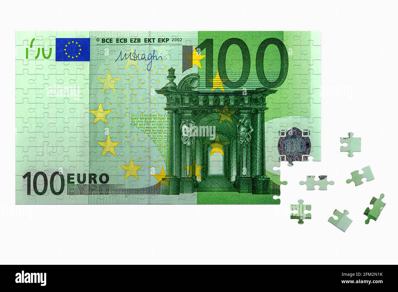 hundred euro banknote jigsaw puzzle isolated on white background Stock ...