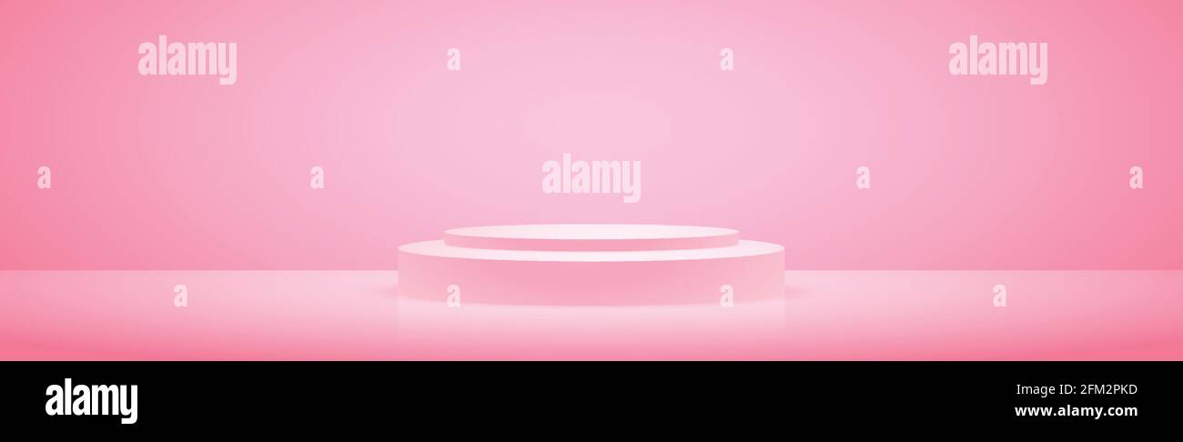 Big red studio, podium with lighting - Vector illustration Stock Vector
