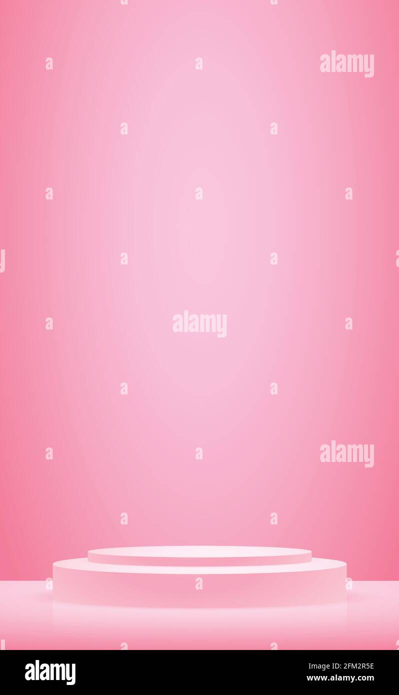 Big red studio, podium with lighting - Vector illustration Stock Vector