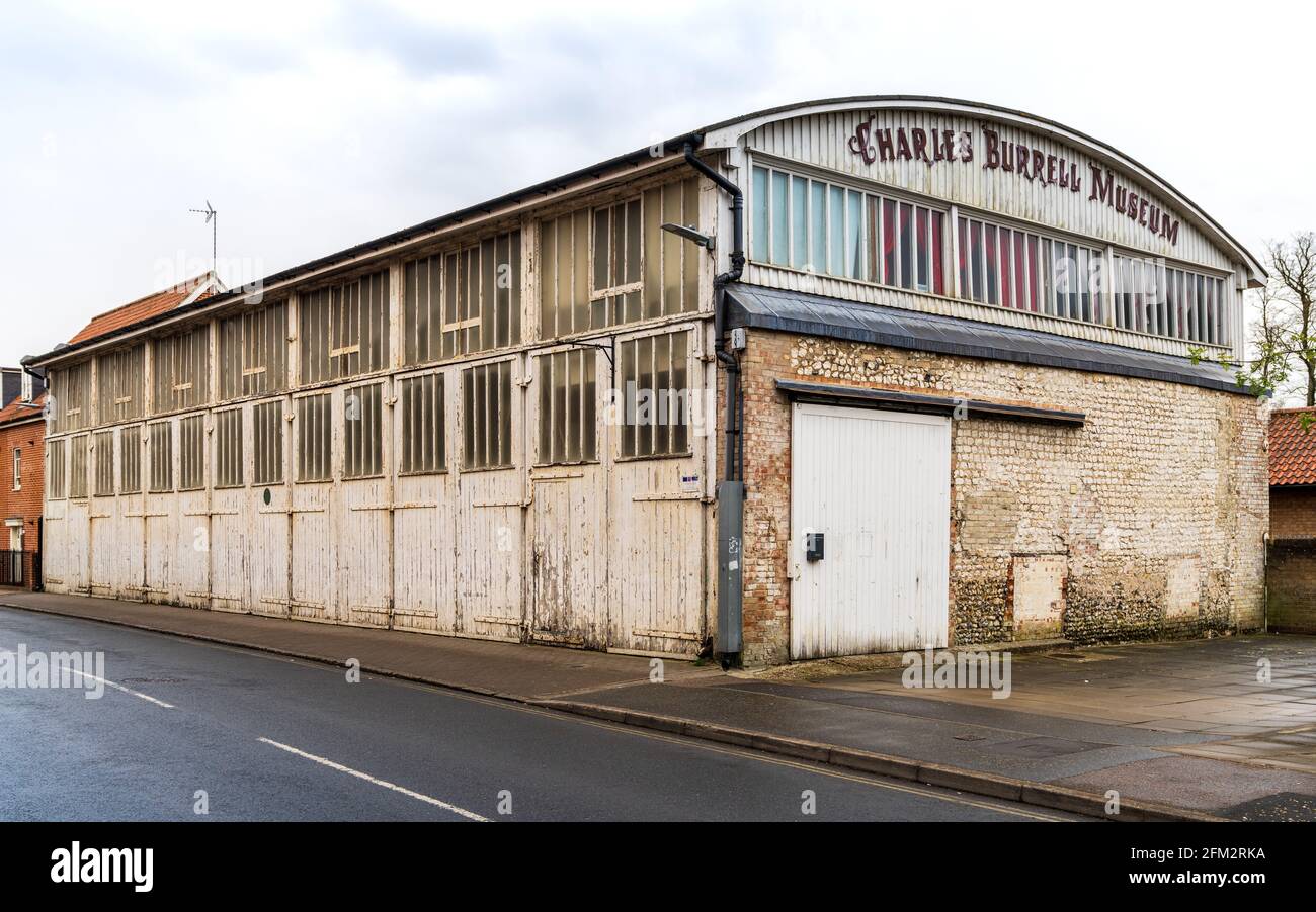 The Charles Burrell Museum in Thetford Norfolk - a museum dedicated to steam power& steam transport in the former paint shop of Charles Burrell & Sons. Stock Photo