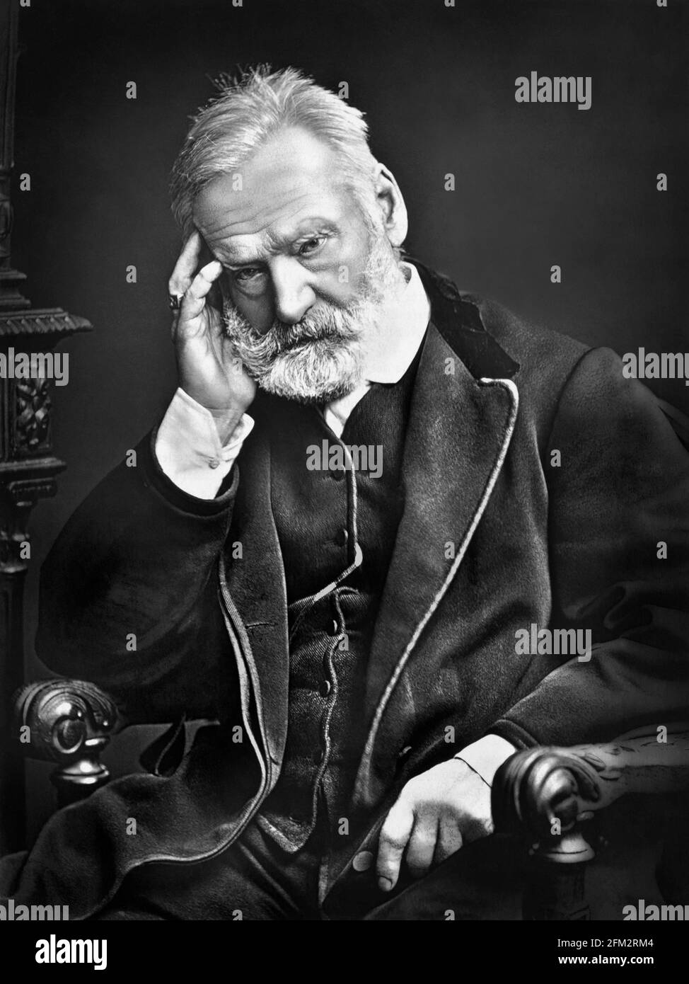 Victor Hugo (1802–1885) was a French poet, novelist, and dramatist of the Romantic movement. His works include the novels Les Misérables and The Hunchback of Notre-Dame. Stock Photo