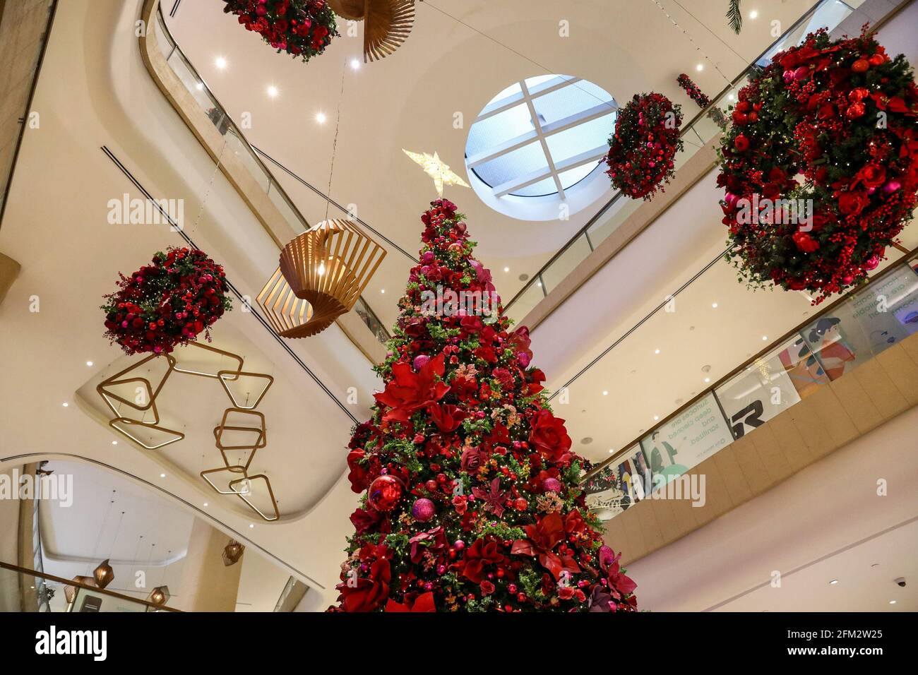 Christmas decorations are seen inside a shopping mall during a ...