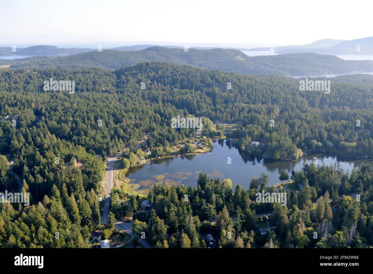 Magic Lake, North Pender Island, BC. Aerial photographs of the Southern