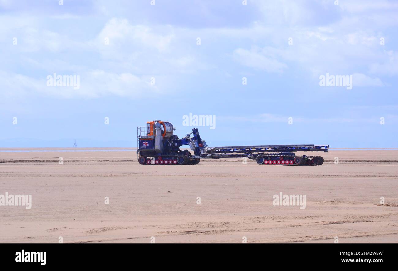 A Shannon Launch and Recovery System, operated by the Royal National Lifeboat Institution on the beach at St Annes On Sea, Fylde, Lancashire, England. Stock Photo